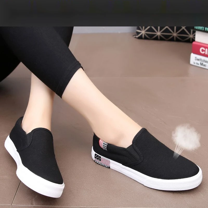 One foot canvas flat bottomed lazy shoes, old Beijing cloth shoes for women, and work casual_voghion.com
