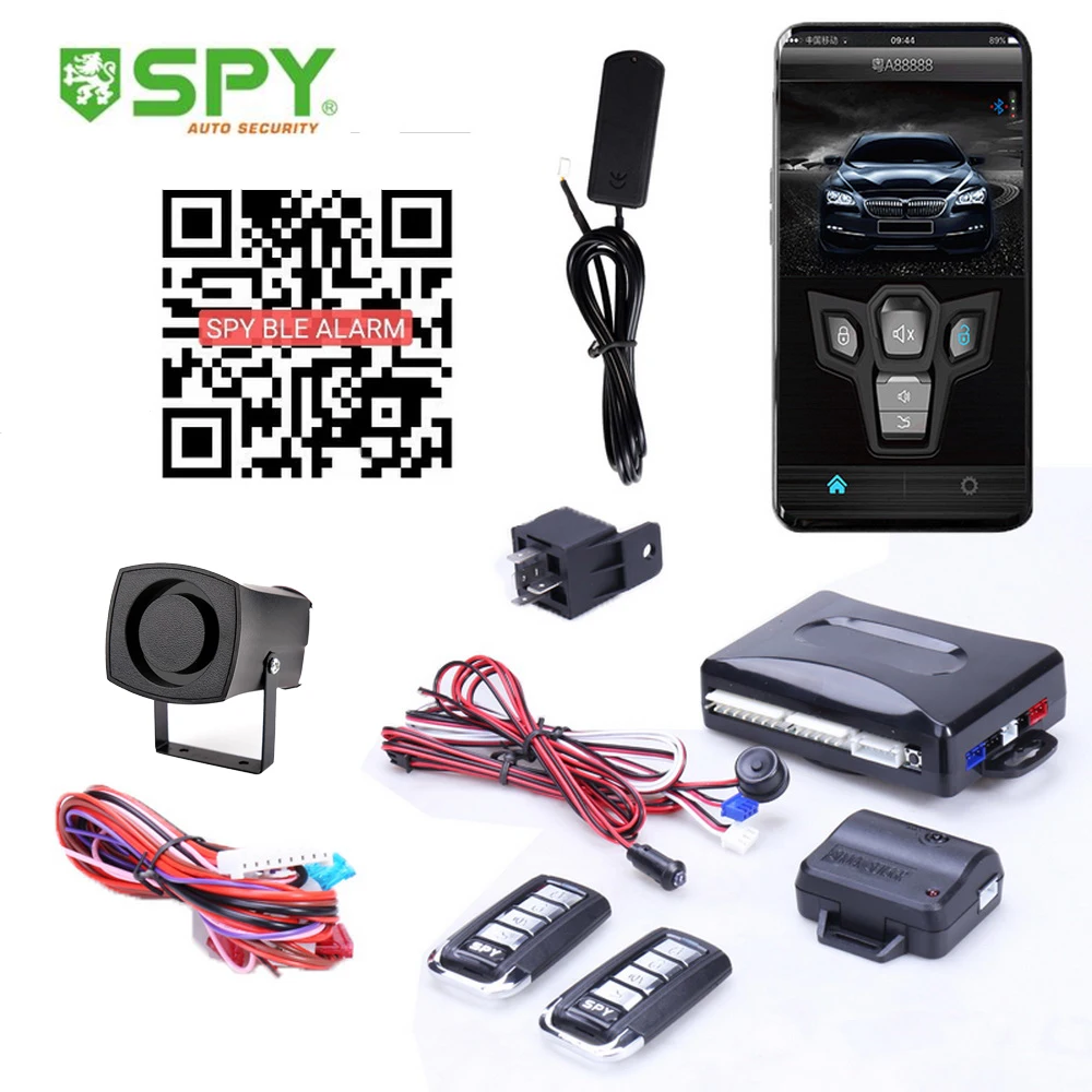 Germany Spy Bluetooth APP One Way Car Alarm System Remote Key Keyless Entry Disarm Trunk Release Shaking Lock Gasoline Diesel209
