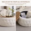Round Storage Ottoman with Wooden Lid, Tufted Teddy Fabric Circle Ottoman Footrest Stool Bench Coffee Table for Living Room 4