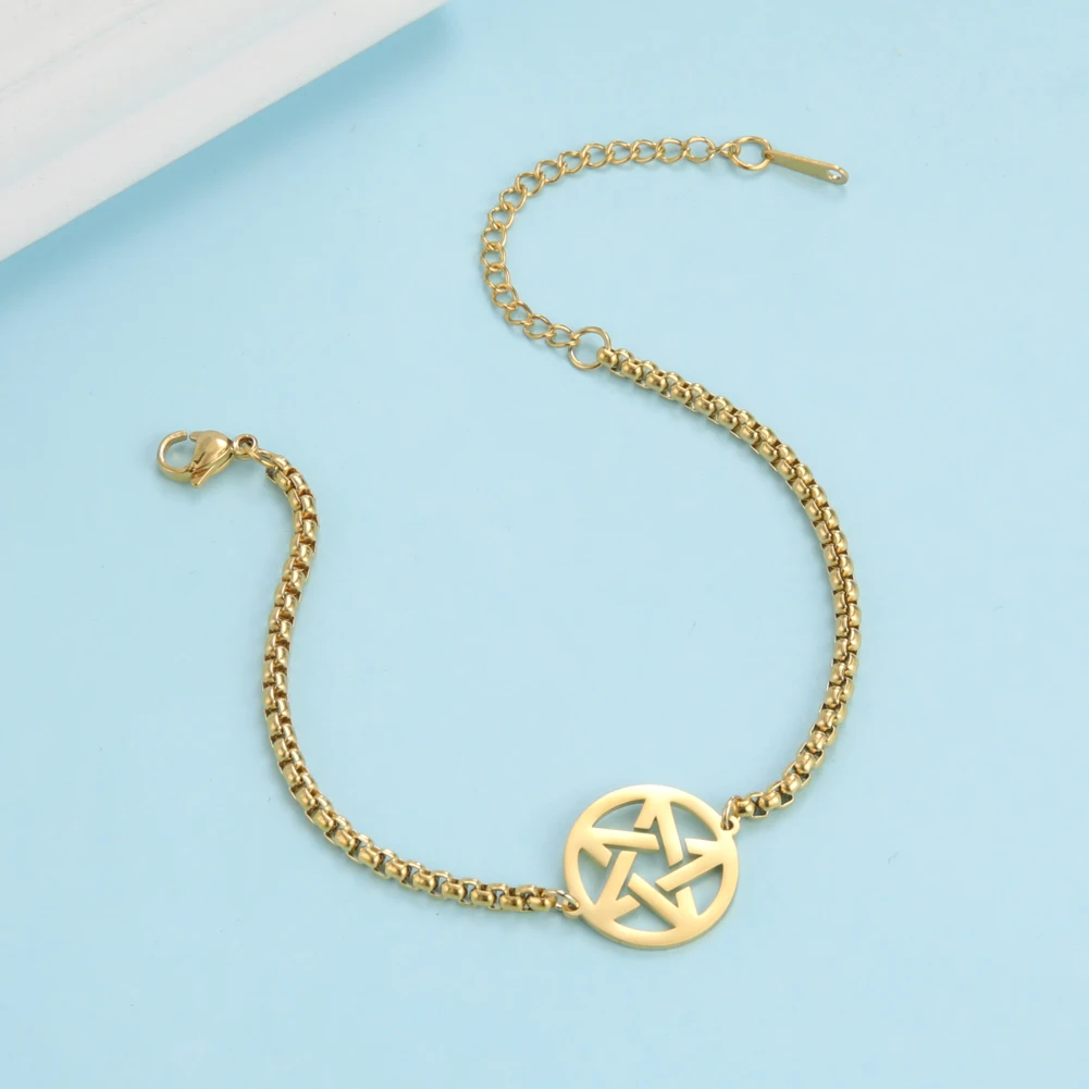 Dawapara Vintage Pentagramm Armband Sonne Supernatural Pentagramm Charm Armband Wicca Paar Schmuck Edelstahl Geschenk – Detail 23