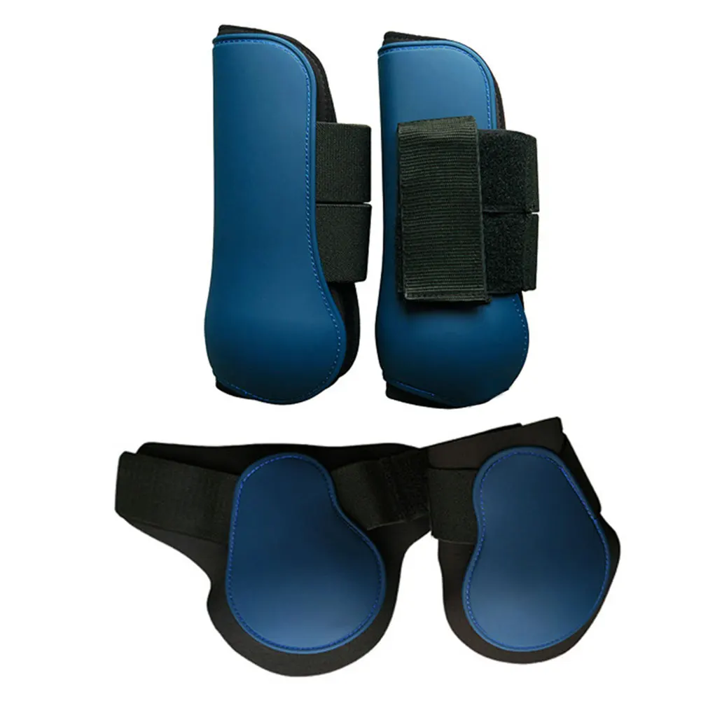 

4pcs Front Hind Equestrian Equipment PU Shell Sports Adjustable Band Training Anti Scratching Protective Jumping Horse Leg Boots