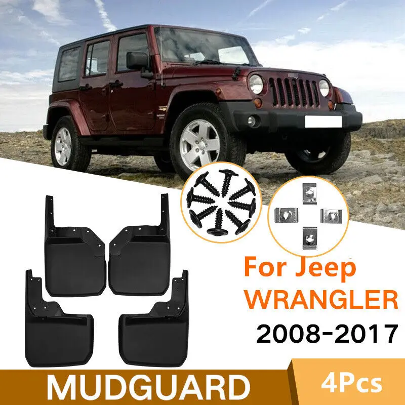 

For 2007-18 Jeep Wrangler JK Mud Flaps Guards Splash Flares 4 Piece Front & Rear