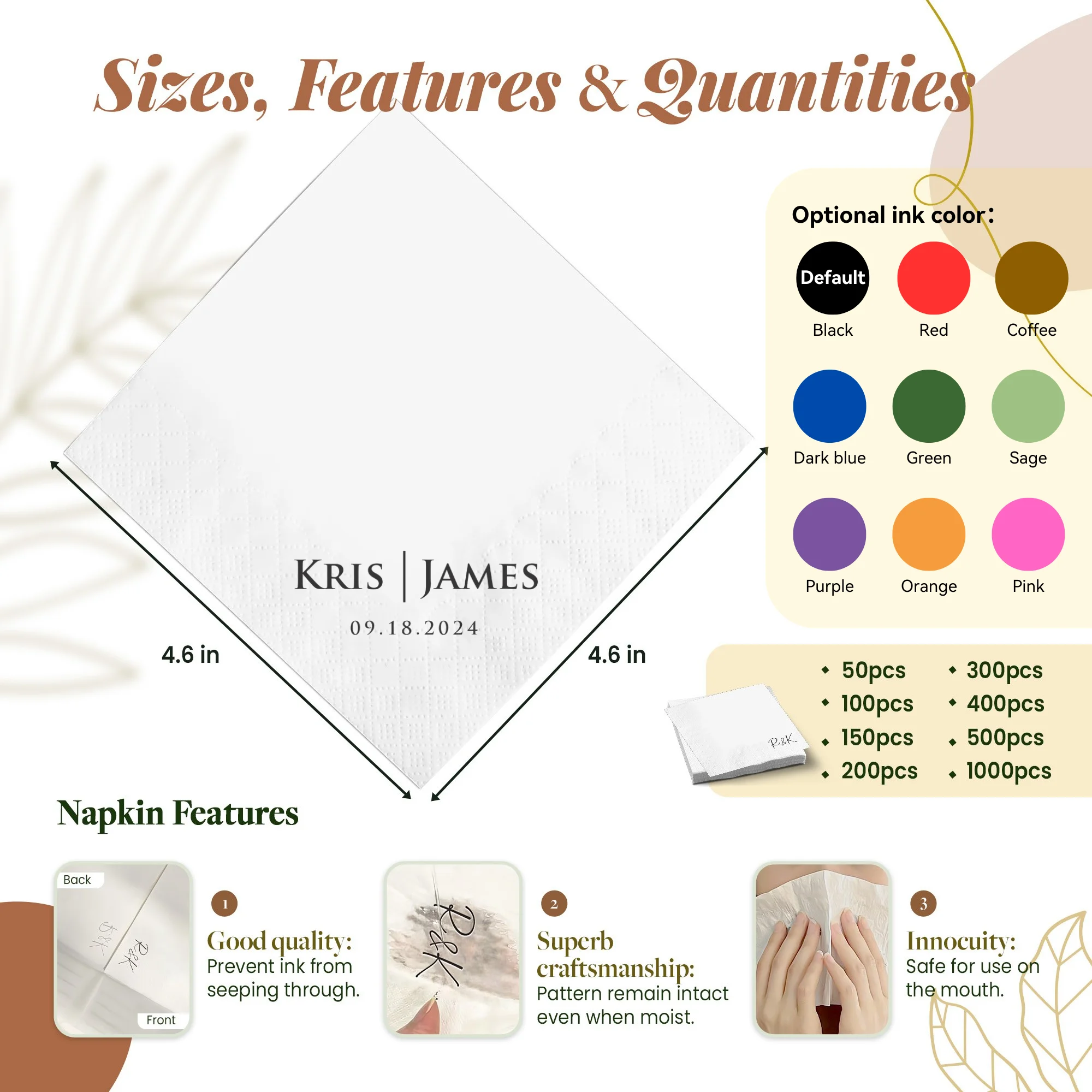 Personalized Paper Napkins for Wedding Custom Napkins Your Text 50-500pcs Disposable for Cocktail Party Hen Party paper napkins