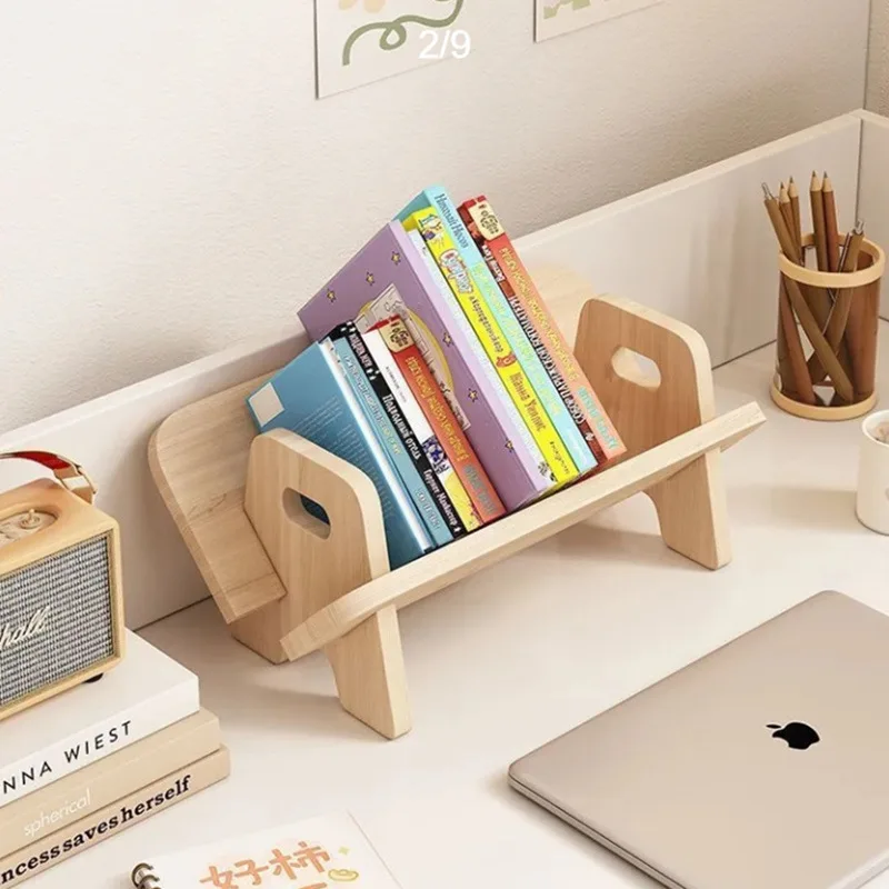 Desktop solid wood bookshelf, desk storage rack, simple small book storage on the desk, dormitory children's bookshelf 2
