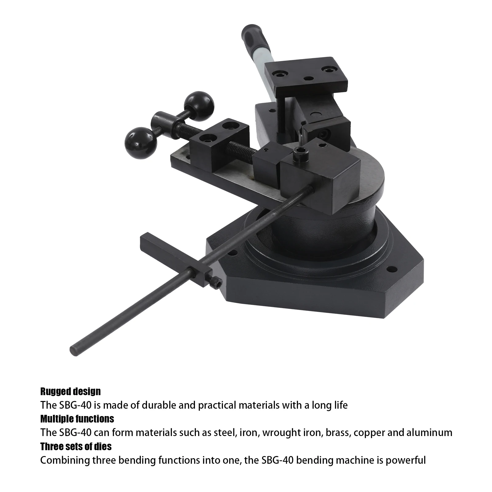 SBG-40 Universal Metal Bender Multifunction Spiral Steel Plate Round Square Flat Bar Bending Tool for Metal Production 360°