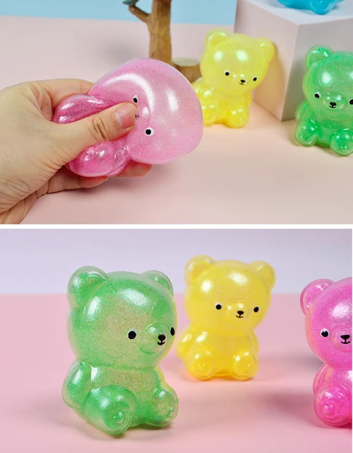 Glitter Squishys Gummy Bear Small Cute Animal Squishys Fidget vent Toys  Gummy Bear Stress Relief Squeeze Toys For Kids Adults - AliExpress