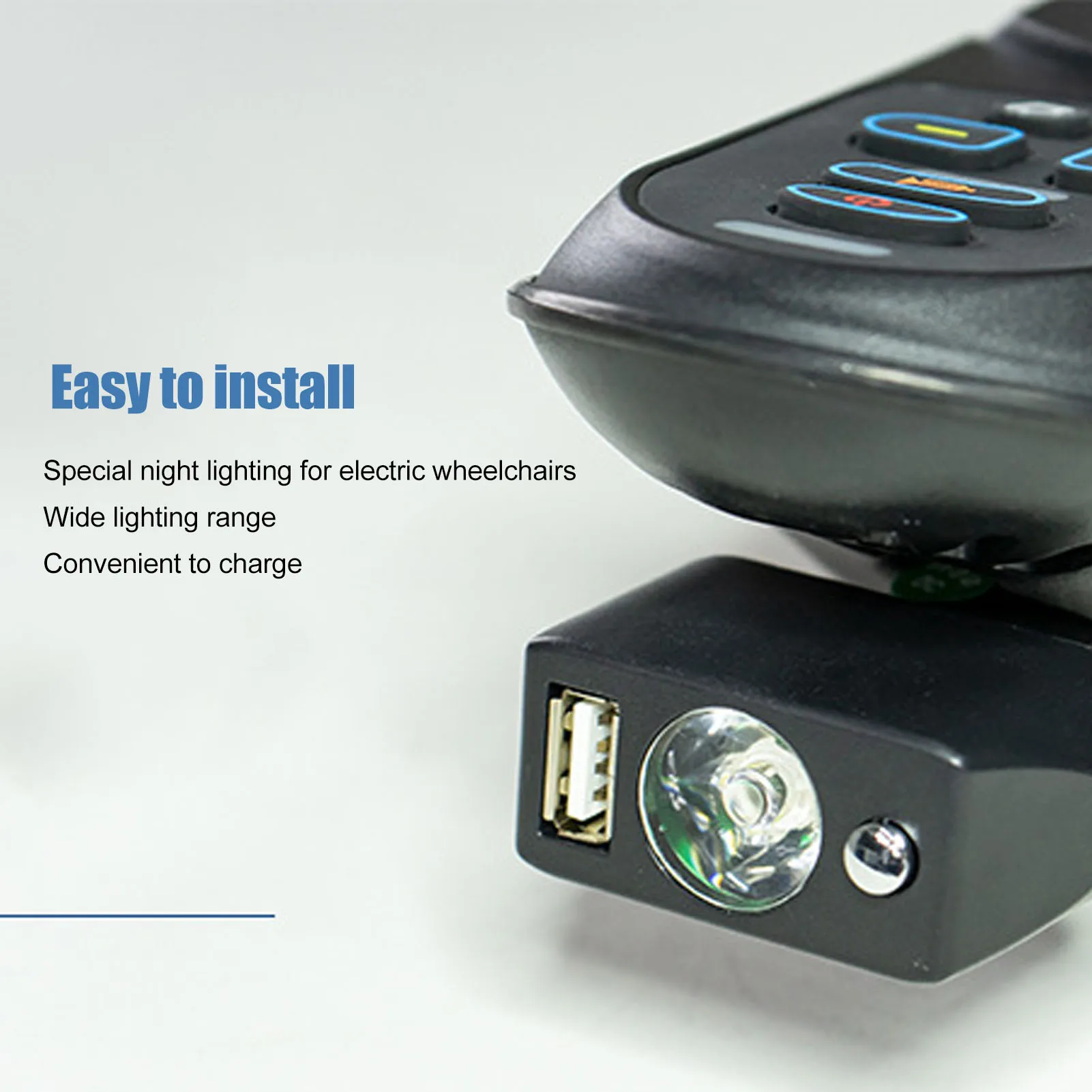 1pcs Electric Wheelchair Light 3 Pin XLR Head USB Charging Adjustable Angle LED Power Wheelchair Lighting Controller Accessories wheelchair lighting accessories
