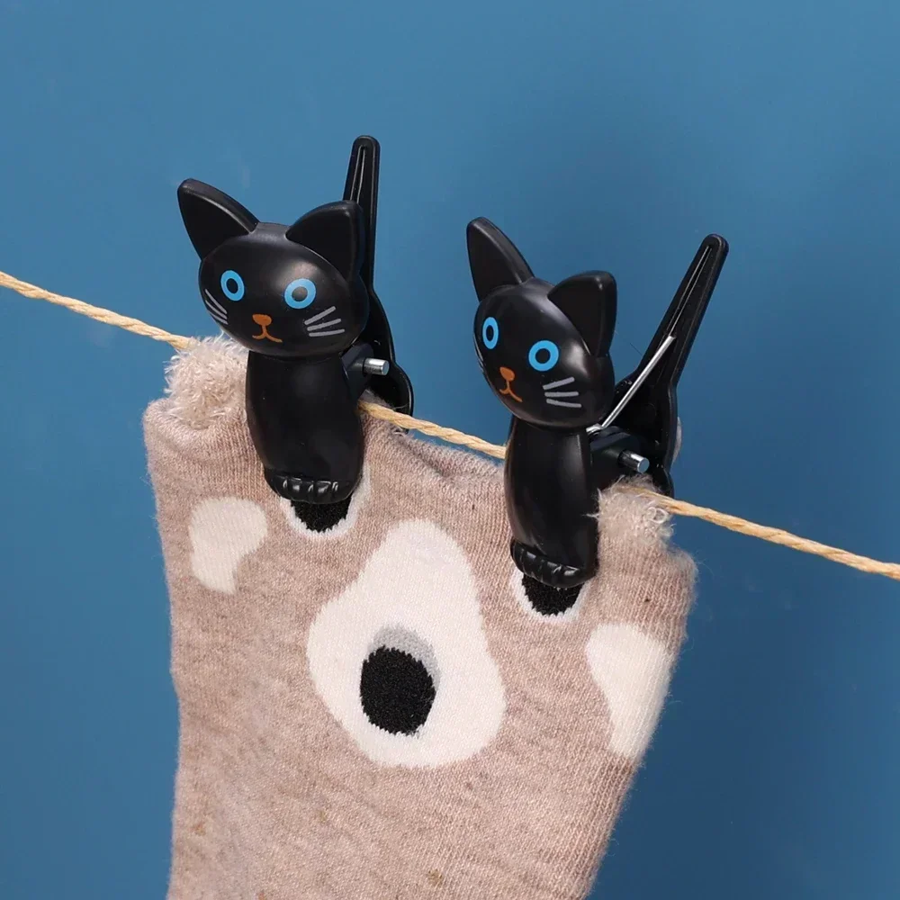 16/2Pcs Cat Shape Food Sealing Bag Clips Plastic Hanging Clothes Sock Clamps Office Desk Clip Photo Message Snack Storage Clamps 3