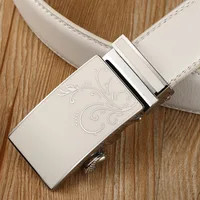 New White Belt Genuine Design Men's Leather Automatic Buckle Belt Luxury Korean Fashion Trend Quick Release Personality Boy Belt