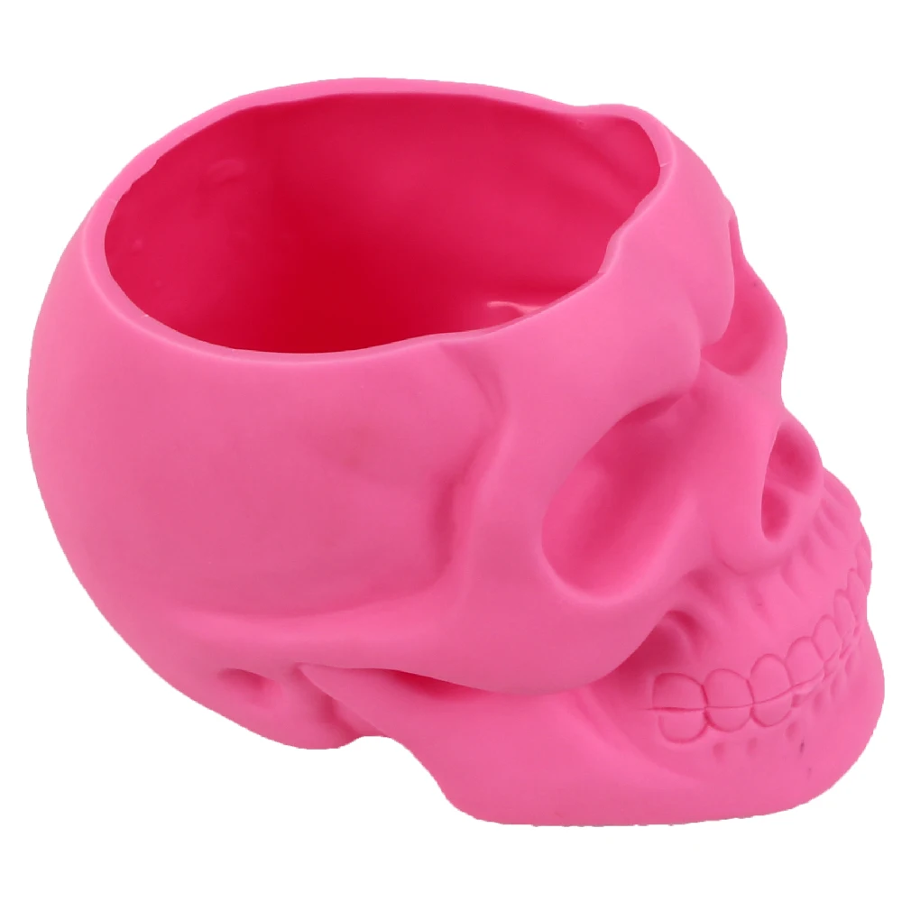 Rosa Totenkopf Horror Kleiner Blumentopf Make-up Pinsel Eimer Totenkopf Halloween Dekorationen Tischzubehör Display Stifthalter Geschenk – Detail 23