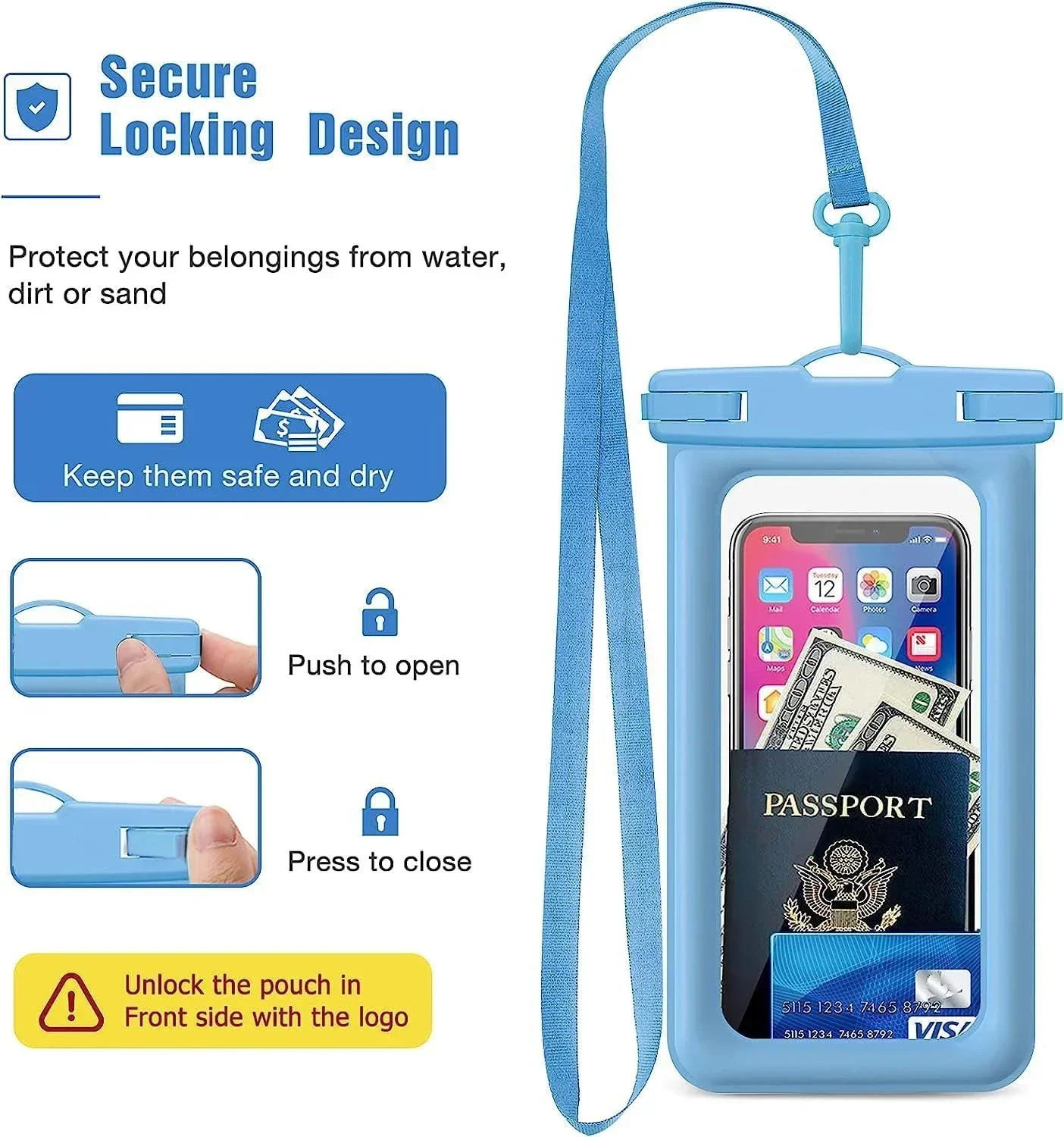 2 PCS Waterproof Pouches - Crystal-Clear Protection for Your Smartphone Underwater,Sand,and Snow,Touch-Friendly,and Easy-to-Use! 6