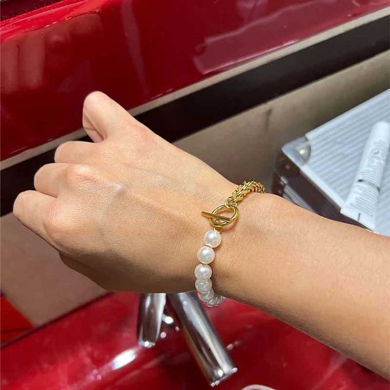 Bracelet de perles double couche pour femme, pendentif coeur en cristal, acier inoxydable, bijoux de mariée, cadeau de fête, mode, 2022