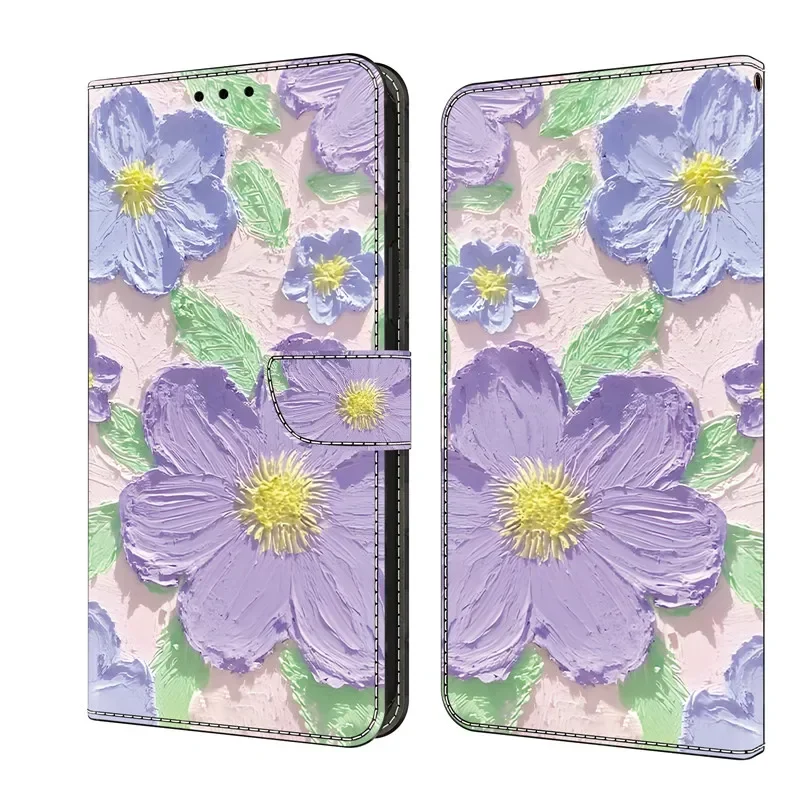 Luxurious 3D Flower Painting Leather Flip Case