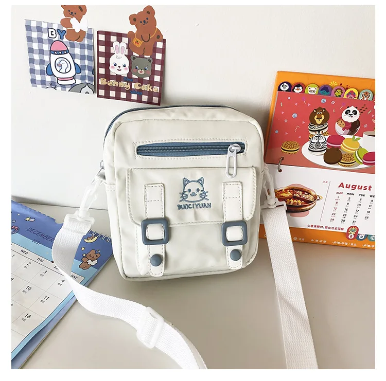 Japanese women small mobile phone bag cute cartoon cat girl student messenger bag funny personality shoulder bag