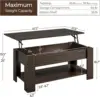 Lift Top Coffee Table with Hidden Compartment and Storage Shelf, Rising Tabletop Dining Table for Living Room Reception Room 1