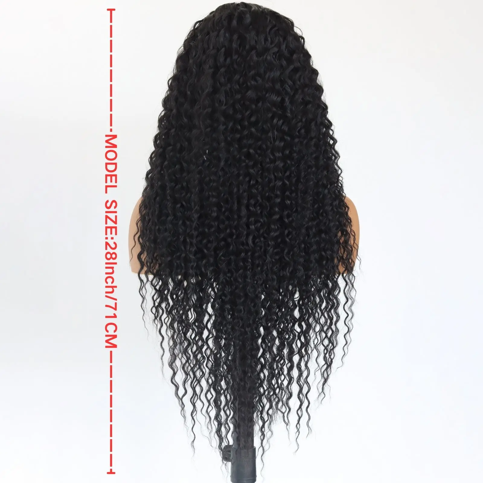 Long Curly Lace Front Synthetic Wigs Black Loose Curly 13×4 Lace Front Wig Pre Plucked Natural Hairline Wig For Women (28Inch)