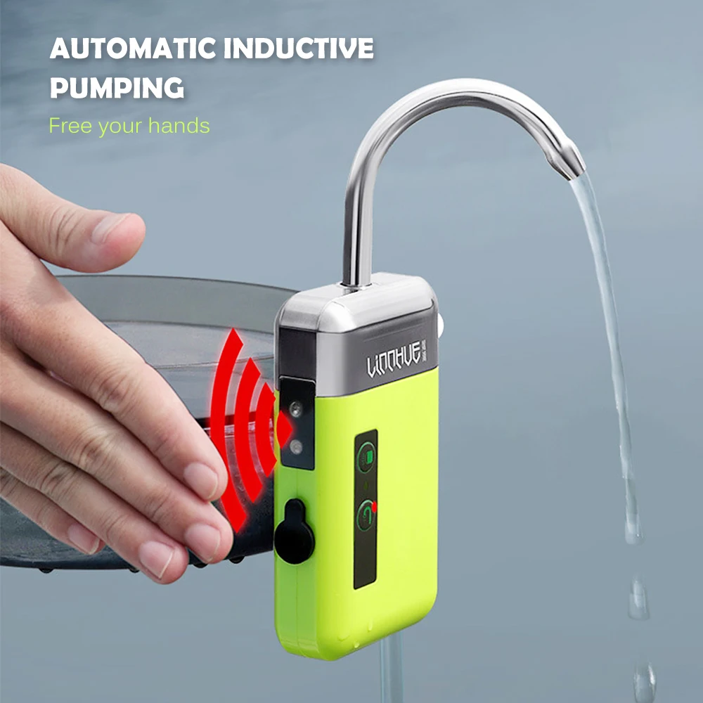 Portable 3-in-1 mini oxygen pump with air stone tube sensing USB charging automatic water pump LED lighting for outdoor fishing
