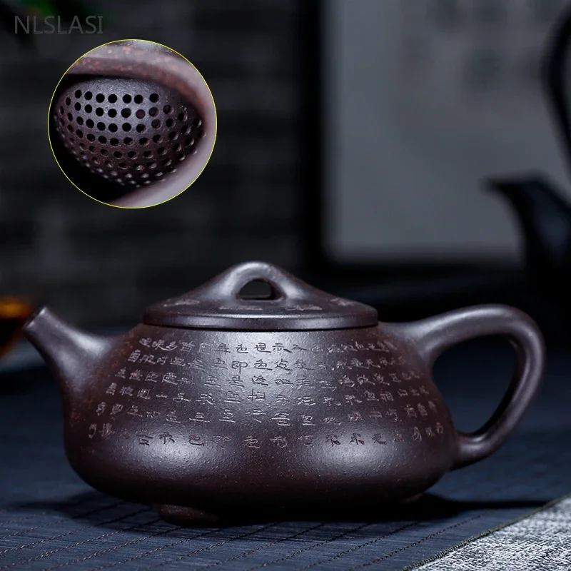 200ml Chinese Yixing Purple Clay Tea Pot Handmade Beauty Stone Scoop Teapot Household Ball Hole Filter Tea Infuser Zisha Teaware