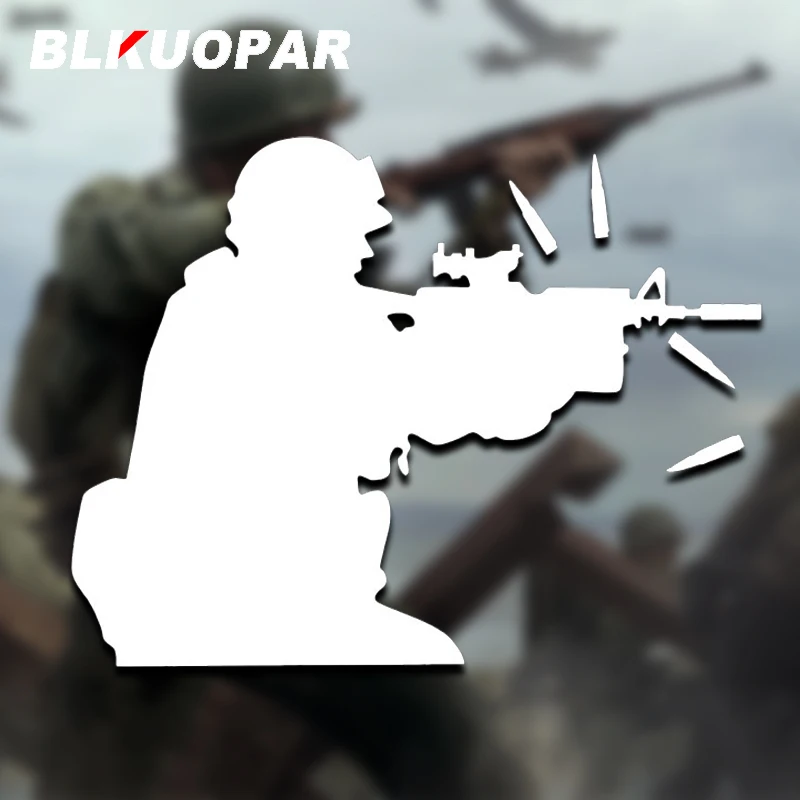 

BLKUOPAR прицеливаемая винтовка, силуэт солдата, автомобильная наклейка с защитой от царапин, высечка, багажник RV, доска для серфинга, Стайлинг автомобиля