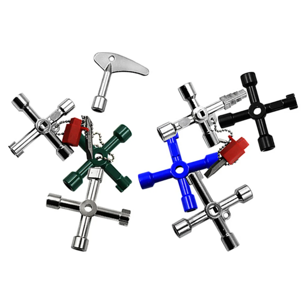 Electric Cabinet Car Elevator Cross Key Wrench Water Meter Valve Key Internal Triangle Wrench Multi-purpose Tool Portable 5