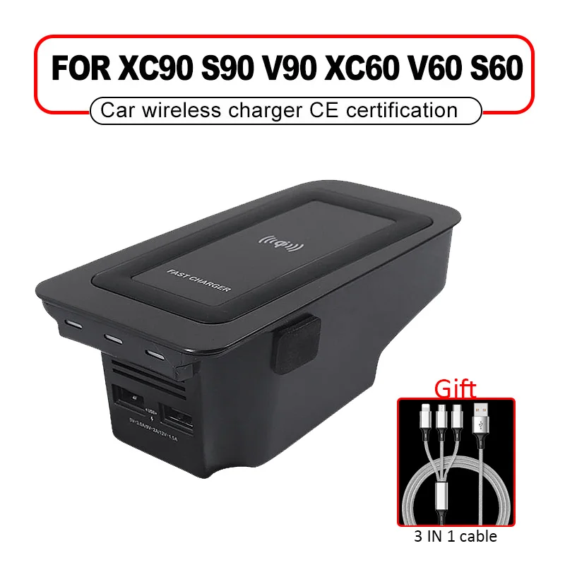 

For volvo xc60 s90 v90 new 2020 s60 v60 Qi Car Wireless Charger Induction Fast Charging 2015 2016 2017 2018 2019 2020 xc90