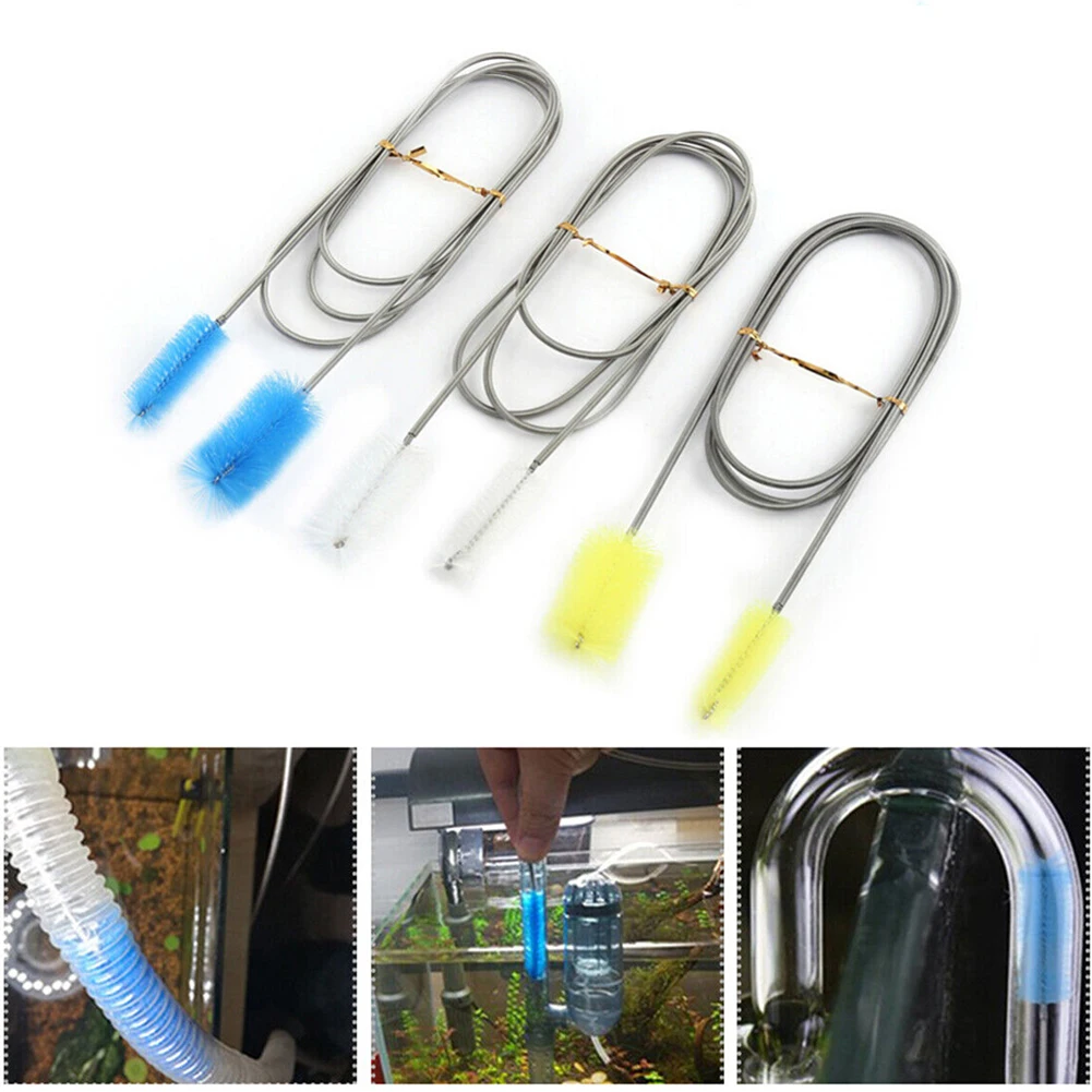 

155cm Aquarium Cleaning Brush Stainless Steel Flexible Bent Tube Pump Brush Water Air Tube Hose Cleaner Fish Tank Accessories