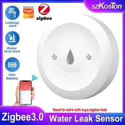 Zigbee3.0 Smart Water Leak Sensor Flood Leakage Detector IP55 WaterProof Tuya Water Sensor Smart Life APP Remote Monitoring