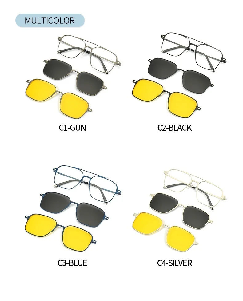 LONSY 3 In 1 Custom Magnet Myopia Sunglasses Polarized Clip On Sun Glasses Frame Men Women Vintage Optical Prescription_voghion.com
