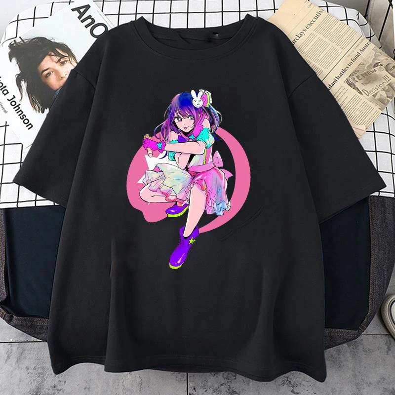 

Anime Oshi No Ko Ai Ruby and Aqua Print T-shirt Japanese Two-dimensional Manga Women T Shirt Kawaii Harajuku Clothes Tops