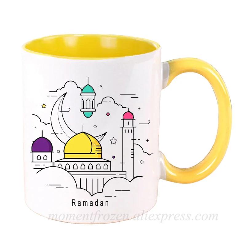 

Moon Stars Print Creative Coffee Mugs Eid Mubarak Ramadan Drink Wine Juice Milk Tea Cups Islamic Muslim Gifts Teaware Coffeeware