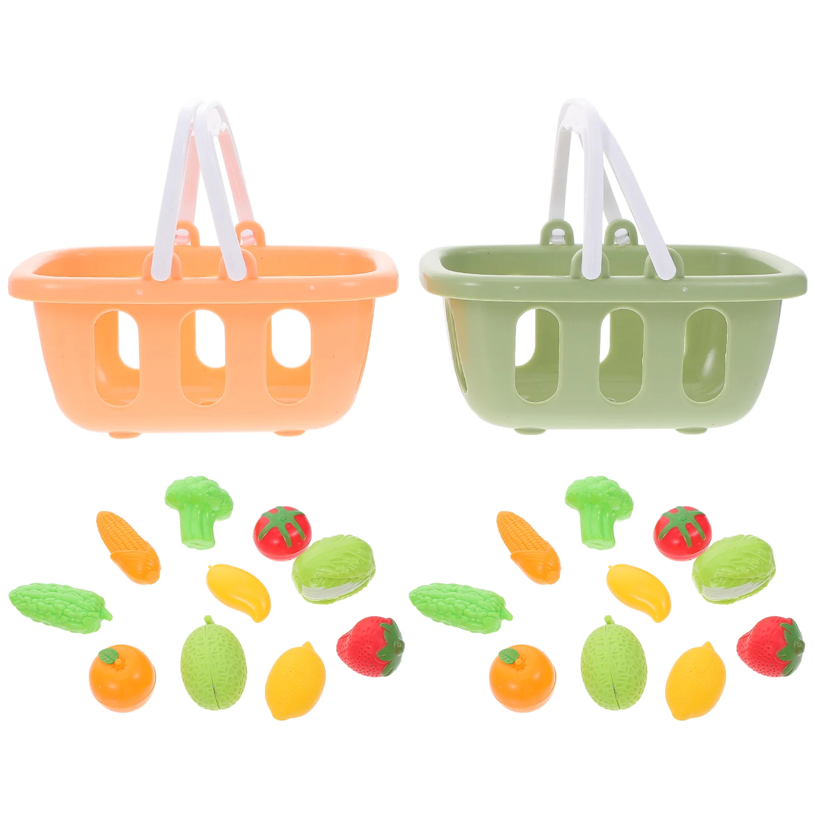 2 Sets Play House Toy Kid Mini Basket Toys Plastic Handheld Baskets Vegetable Fruit Children’s Childrens