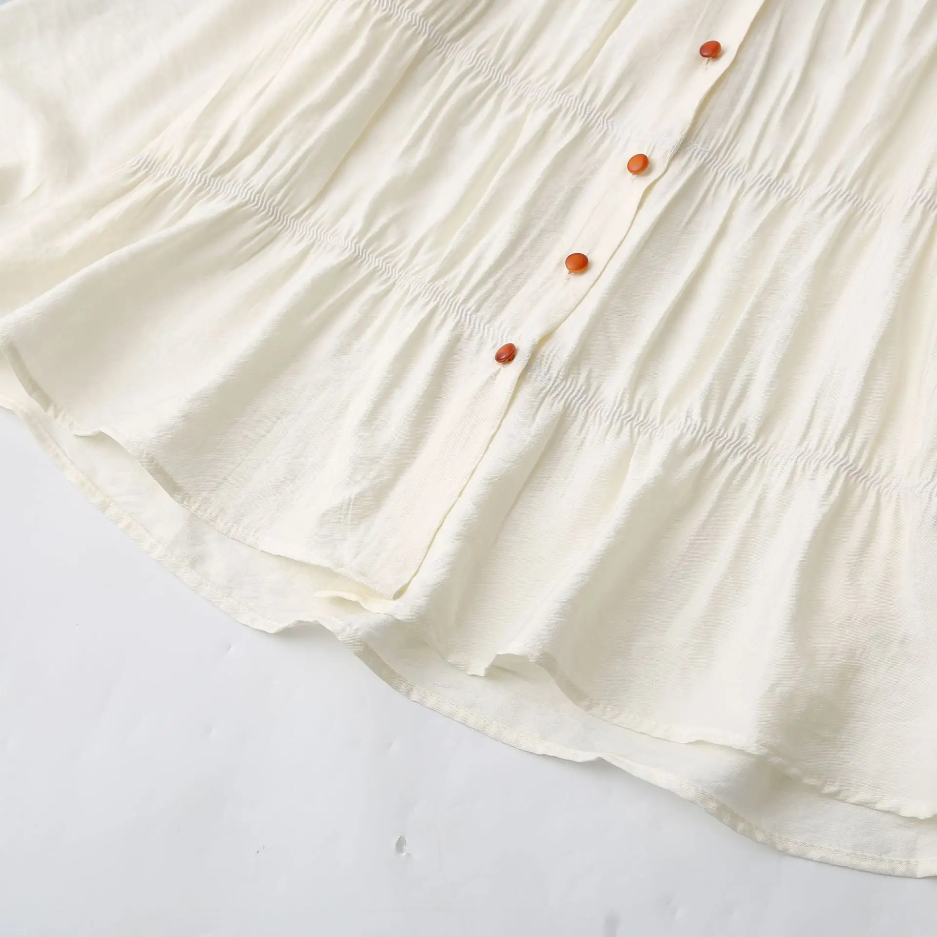 Plus Size Women's Blouses Autumn New Fold Design Patchwork Long Sleeve O-Neck Solid Color Shirt 2513