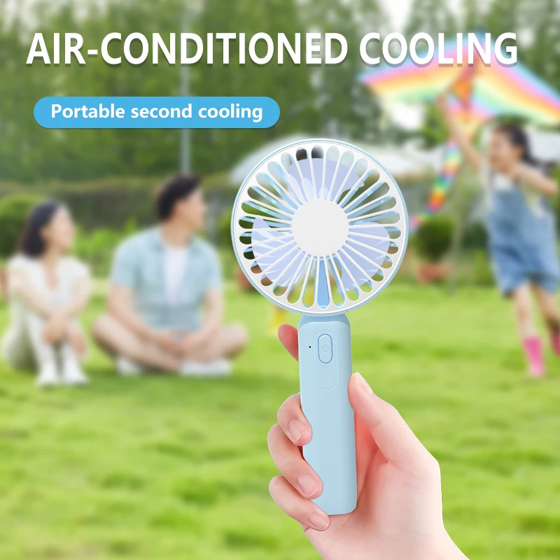 Three Gear Winds Portable USB Mini Handheld Fan Desktop Mobile Phone Holder with Base for Bedroom Dormitory Outdoor Travel