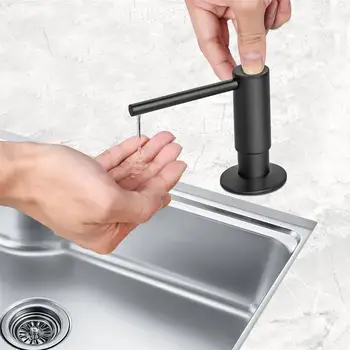 Samodra Black Liquid Soap Dispensers หัวปั๊มทองเหลืองพร้อมขวด PE 500ML สร้างในเครื่องจ่ายสบู่สําหรับอุปกรณ์ครัว 2