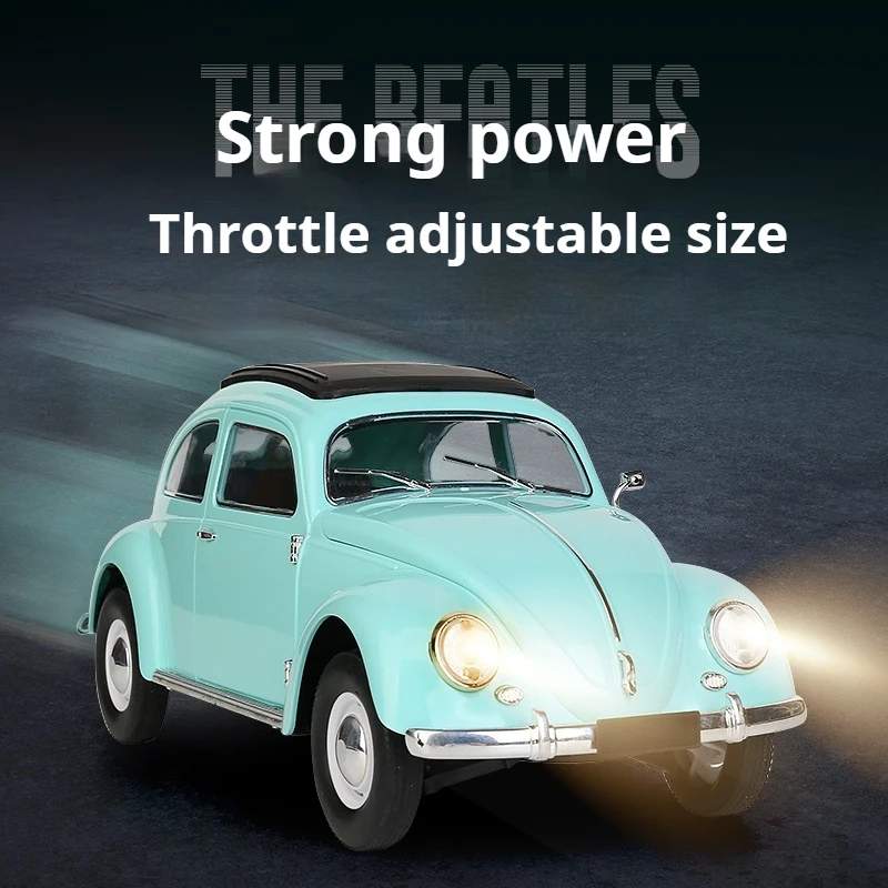 New WPL Delin D62 Mini 2.4GHZ 1/16 RTR RC Retro Simulation Beetle Model LED High Beam Remote Control Car Children's Toy Gift 2