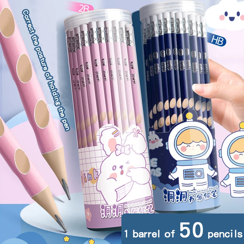 Drawing pencils eraser pencil 12/50Pcs 2B black core crude wood kids school stationery office supply