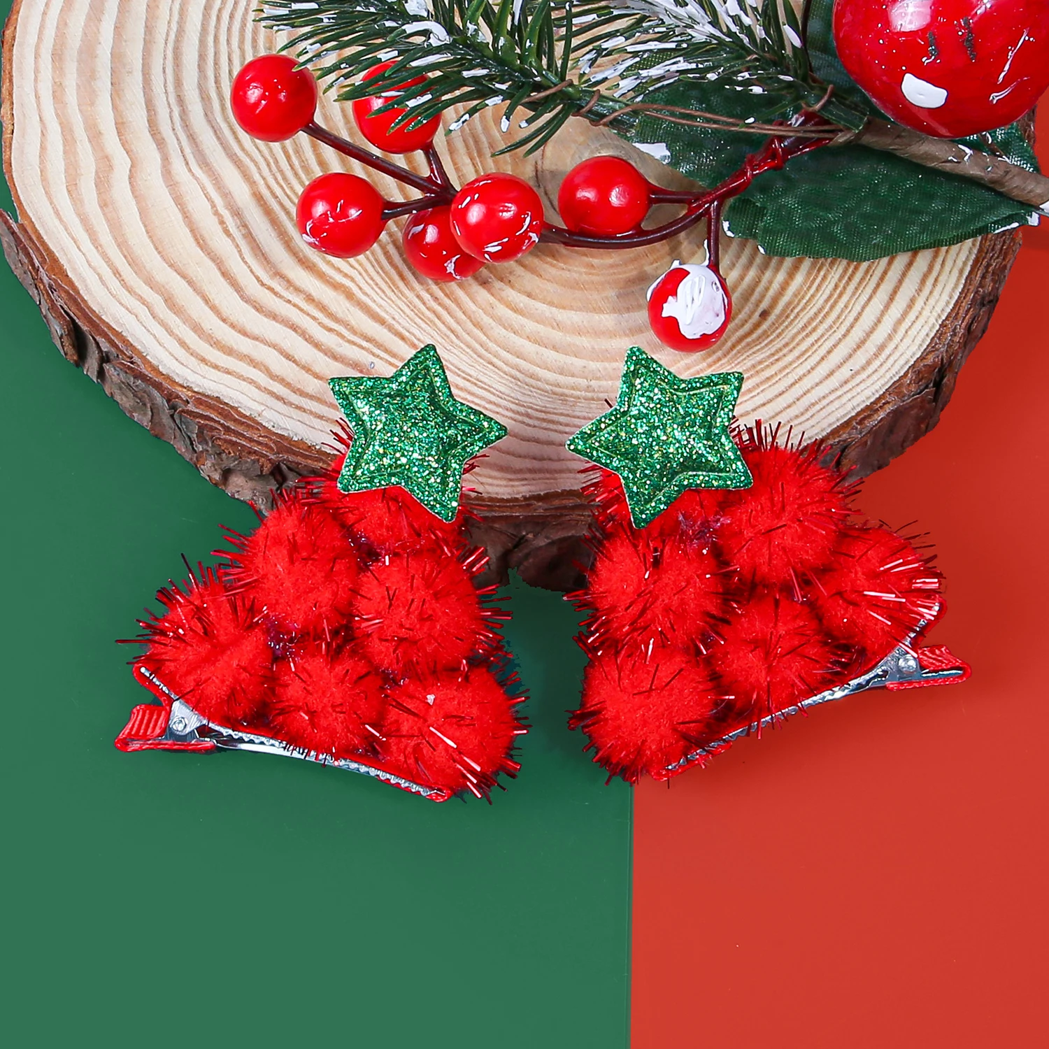 2/6PCS Weihnachtsbaum Haarspangen für Mädchen Party Haarspangen Clips Kinder Kinder Stern Haarnadeln Weihnachten Haarschmuck – Detail 8