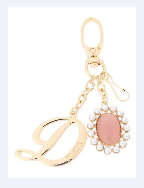 Japanese Style New Cute Pink Pearl Gem Keychain Bag Charms for Handbags Lady Girls Metal Chain Keyrings Bag Pendants