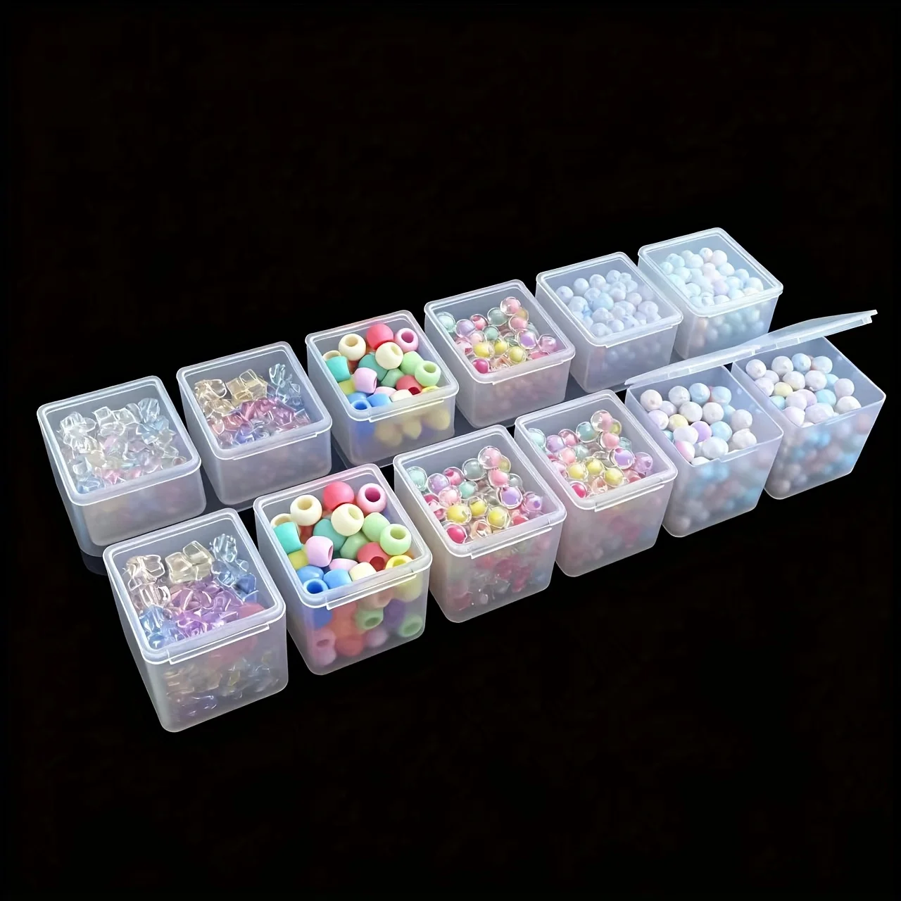 Pack of Clear Plastic Storage Boxes with Hinged Lids – Lightweight and Stackable for Home and Office Organization