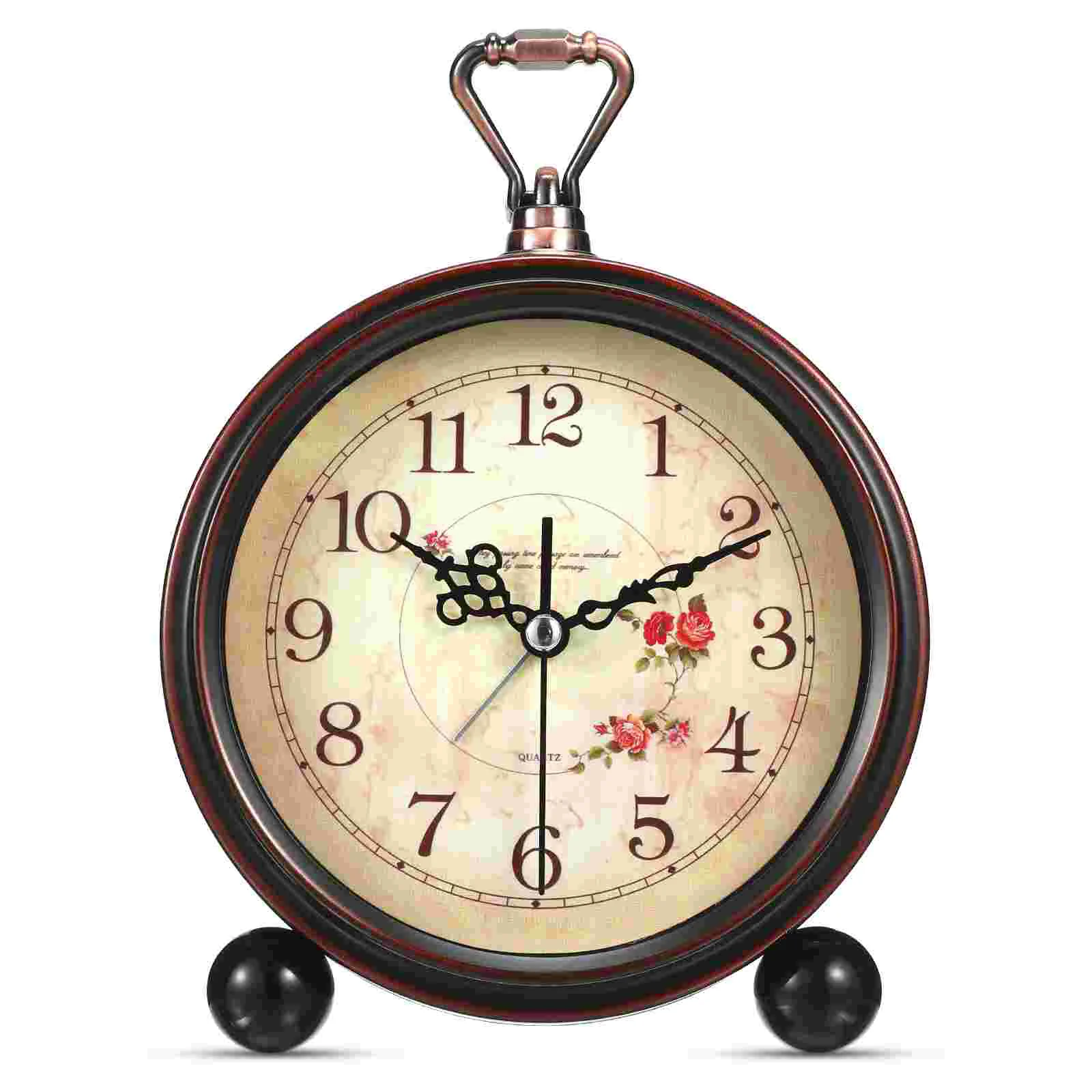 

Artibetter Vintage Style Alarm Clock Silent Retro Table Clock Decorative Quiet Non-Ticking Classic Retro Desk