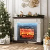 Portable Freestanding Wood Stove Heater, Realistic 3D Dancing Flame Effect and Stacked Stone Surround. 1