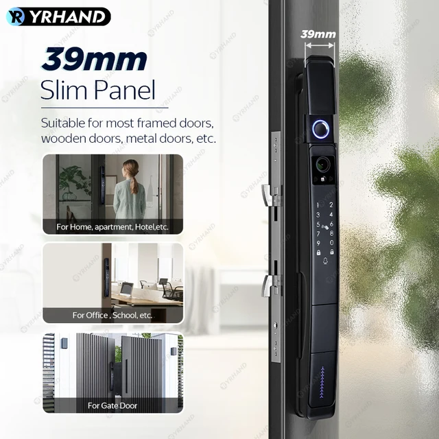 3D Face recognition lock Tuya wifi fechadura eletronico digital Waterpoof Visual intercom keyless unlock Sliding Smart Door Lock 2