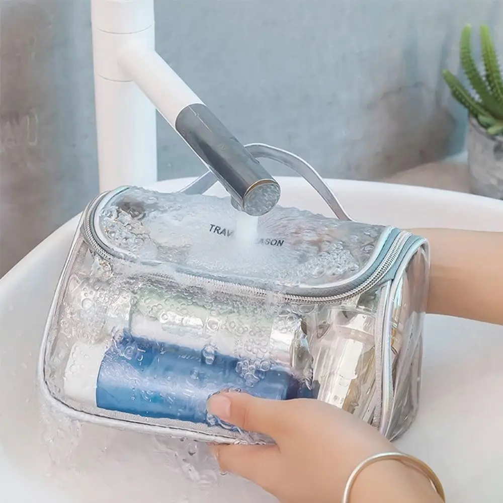 PVC Cosmetic Bag Large Capacity Transparent Toiletry Bag Travel Organizer Multifunctional Storage Makeup Bag Daily Storage