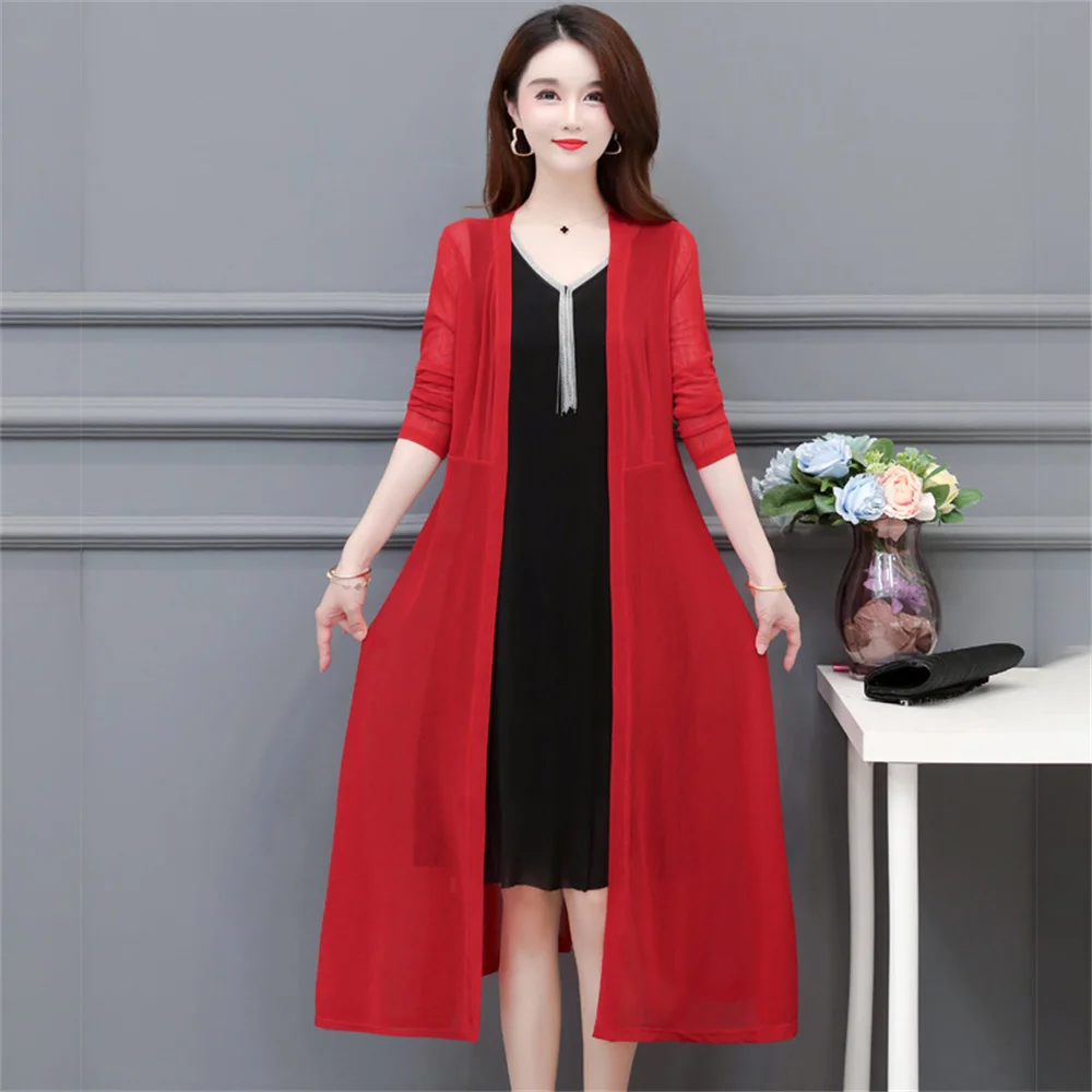 

Женское тонкое пальто, кардиган, летняя Солнцезащитная одежда, сетчатая верхняя одежда на весну и лето, длинная Повседневная шаль, ветровка, новинка 2022