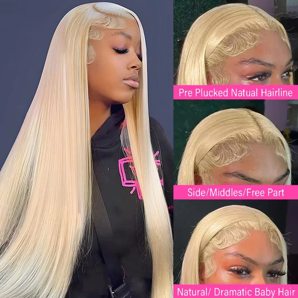 13x6 HD Transparent 613 Honey Blonde Colored Lace Front Human Hair Wigs for Women Raw Indian Bone Straight Lace Frontal Wigs 4