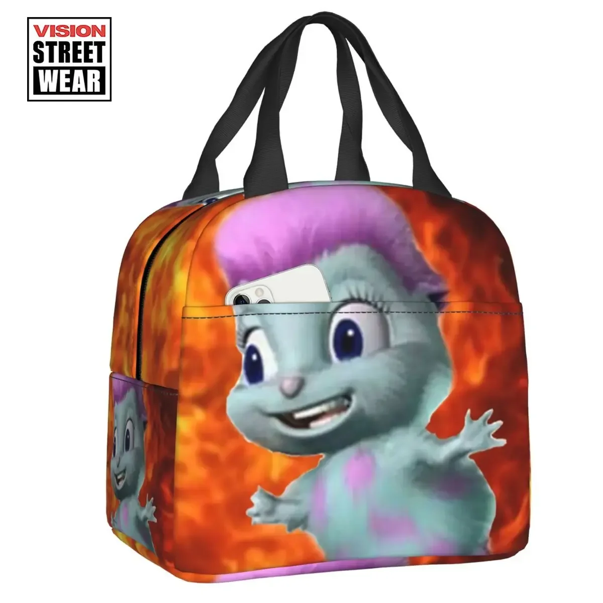 

2023 New Bibble In Fire Insulated Lunch Bag For Women Leakproof Hippie Cartoon Thermal Cooler Bento Box Kids School Children