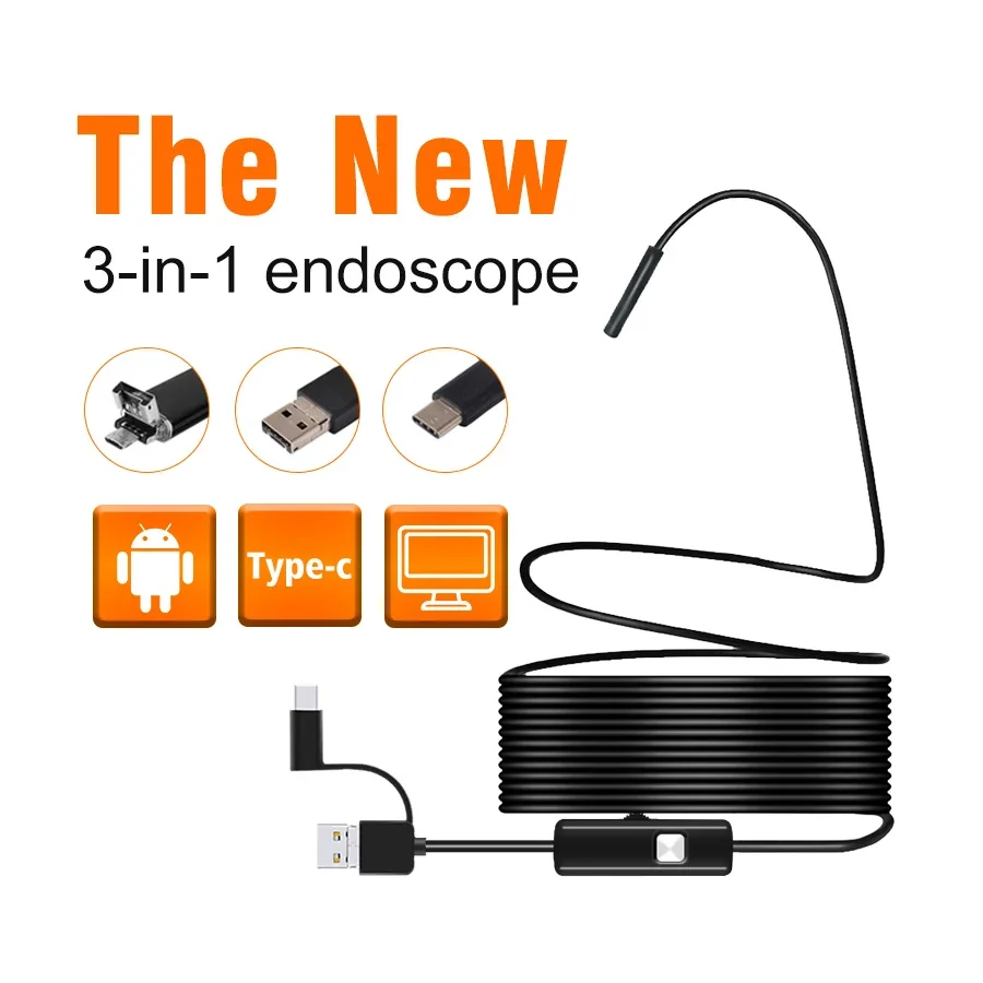 3.9/5.5/7.0/8mm 1080P 3in1 Single Dual Lens Endoscopic Inspection Tool Camera Piping Endoscope For Android Mobile Smartphone Car 1