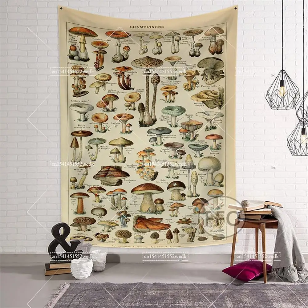 Vintage Botanical Tapestry Wildflower Reference Chart Tapestrys Aesthetic Wall Art Illustration Paintings Home Decoration