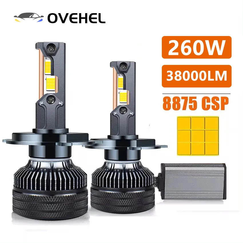 6000K Cold White 260W 38000LM H7 H4 Led Lamp Three Copper Tube Led Lights Car H1 H11 HB3 9005 HB4 9006 Headlight Bulb