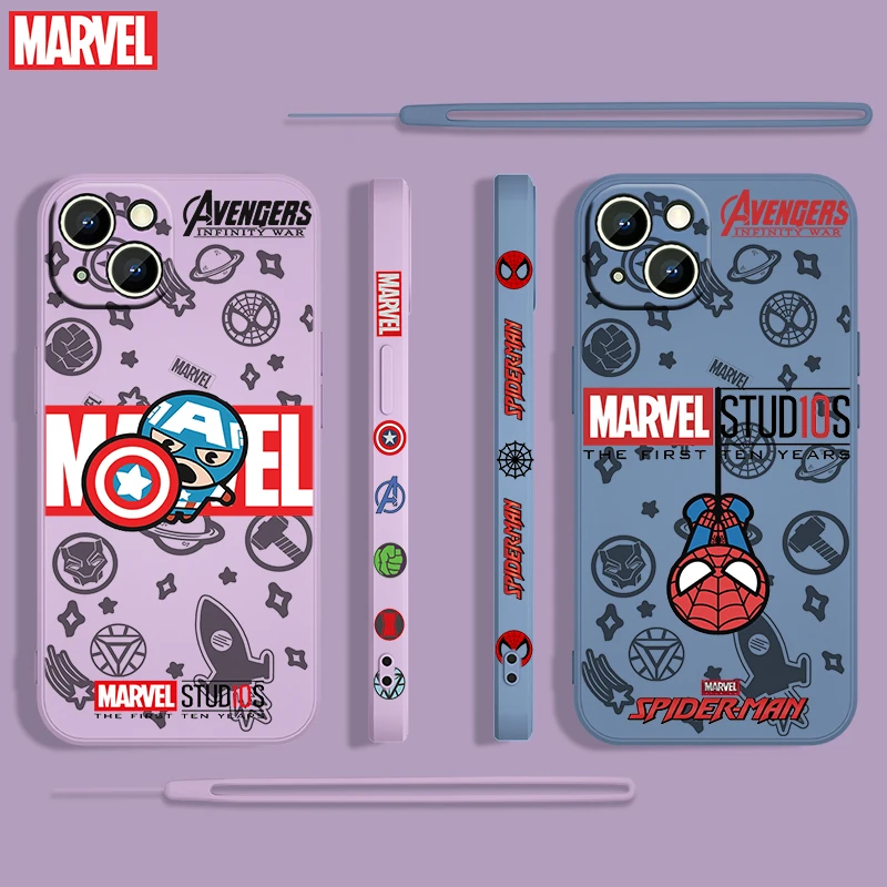 iphone 13 pro phone case Marvel Hero Spiderman For Apple iPhone 13 12 Mini 11 Pro XS MAX XR X 8 7 6S SE Plus Liquid Left Rope Silicone Phone Case iphone 13 pro cases